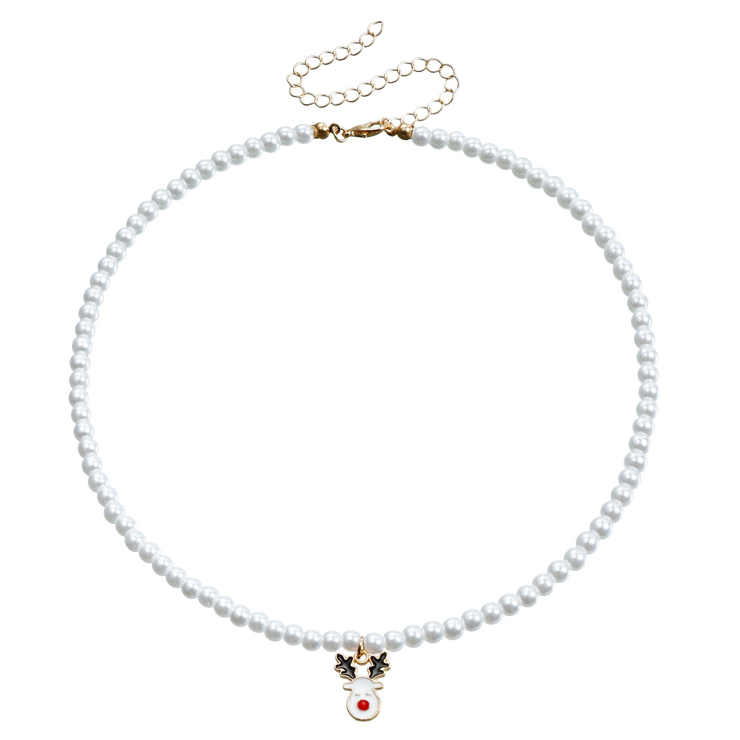 Wholesale Pearl Drop Oil Snowflake Bell Christmas Tree Necklace Sweater Chain